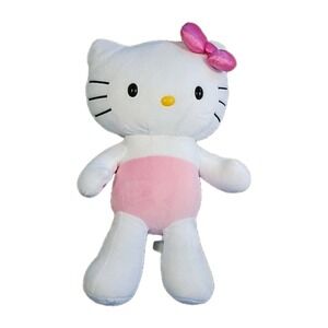 Hello Kitty Sanrio Build a Bear Workshop White 17" Large Plush Toy with Pink Bow